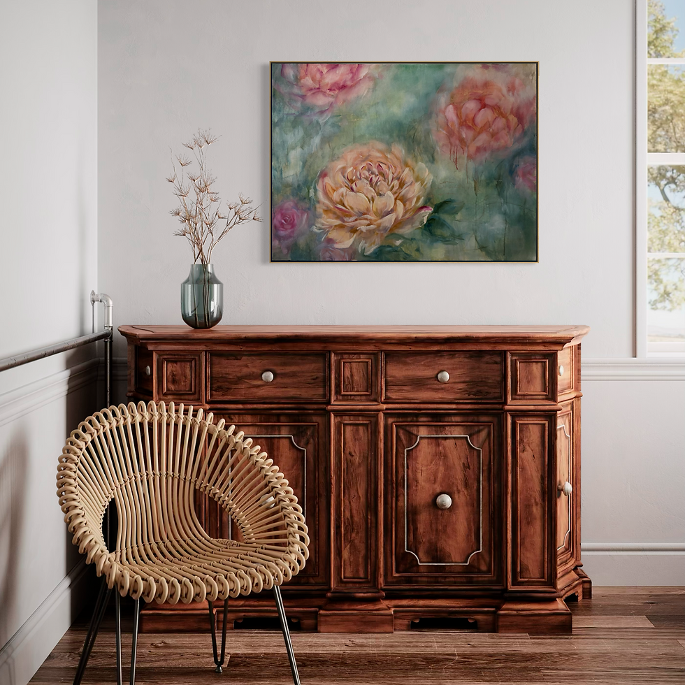 Thumbnail: "Held In Stillness" Mixed Media Oil on Canvas 30X40 inches| Framed