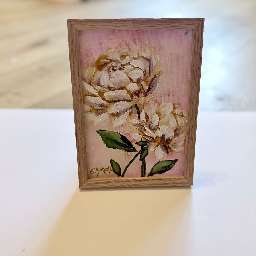 Thumbnail: "Double Joy" 5 x 7 Original Acrylic on Canvas | Framed in Natural Wood