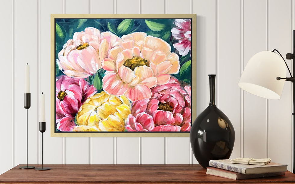 Thumbnail: "Joy Rises" Original Framed 24X20  Inch Oil on Canvas