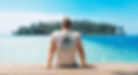 Man sitting on dock wearing an organic Be like a palm tree T-shirt from Ninefoot
