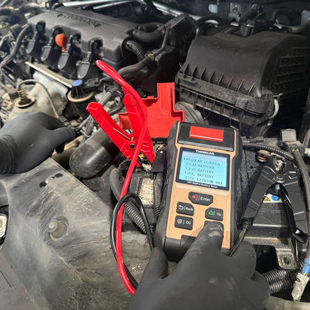 Vehicle battery testing in progress