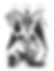 A black-and-white ink drawing of Baphomet, depicting a figure with a goat's head and a pentacle in the center of its forehead, with bare torso and breasts and black wings; it is wearing a robe with a rod of Asklepios protruding from its lap above crossed legs ending in cloven hooves