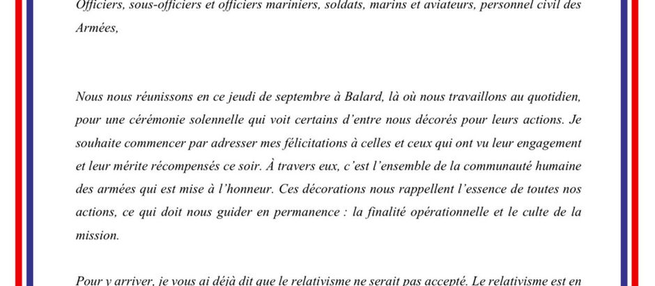 Le chef d'état-major des armées part en guerre contre le «relativisme»