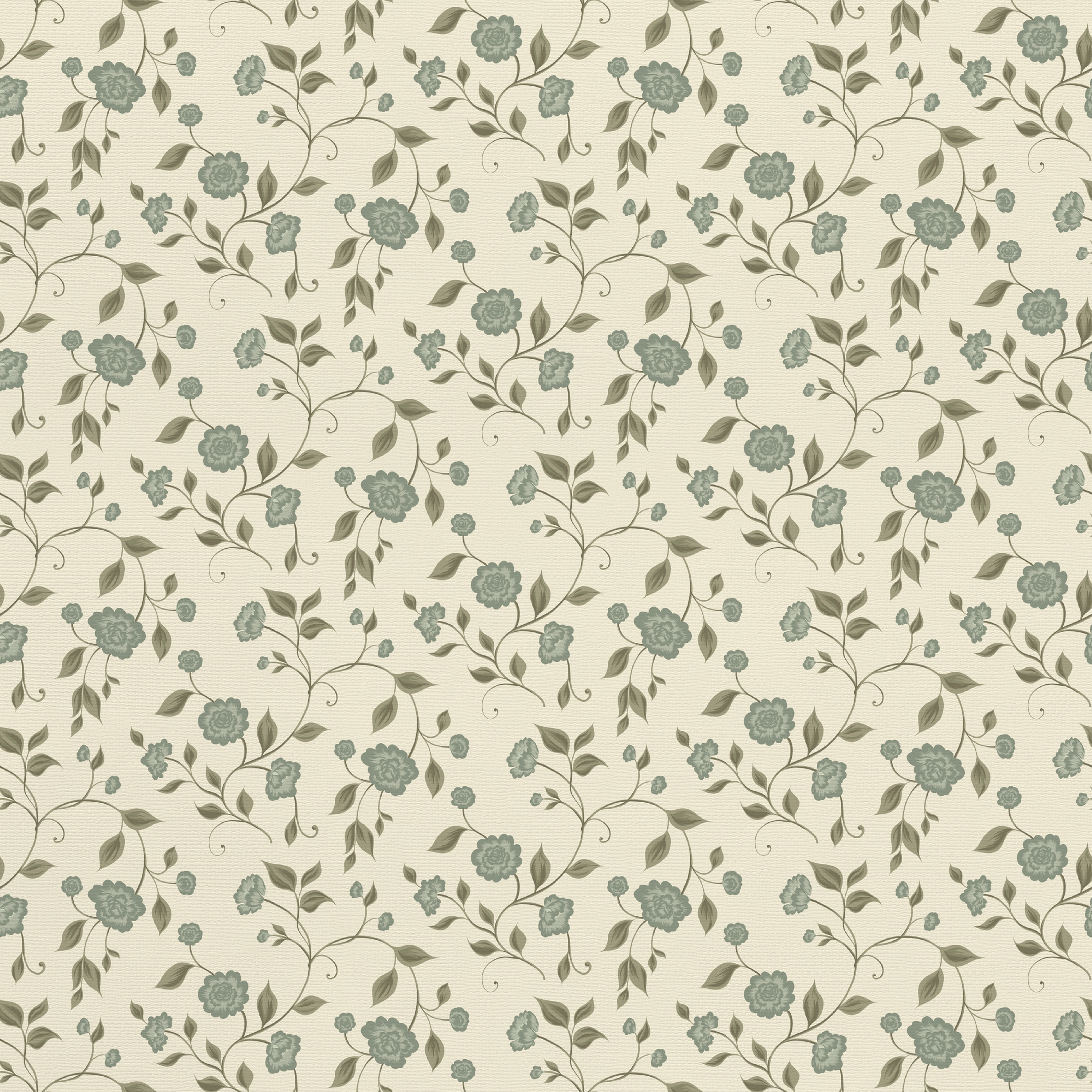 Josephine a vintage floral vine wallpaper with blue flowers and botanical stems