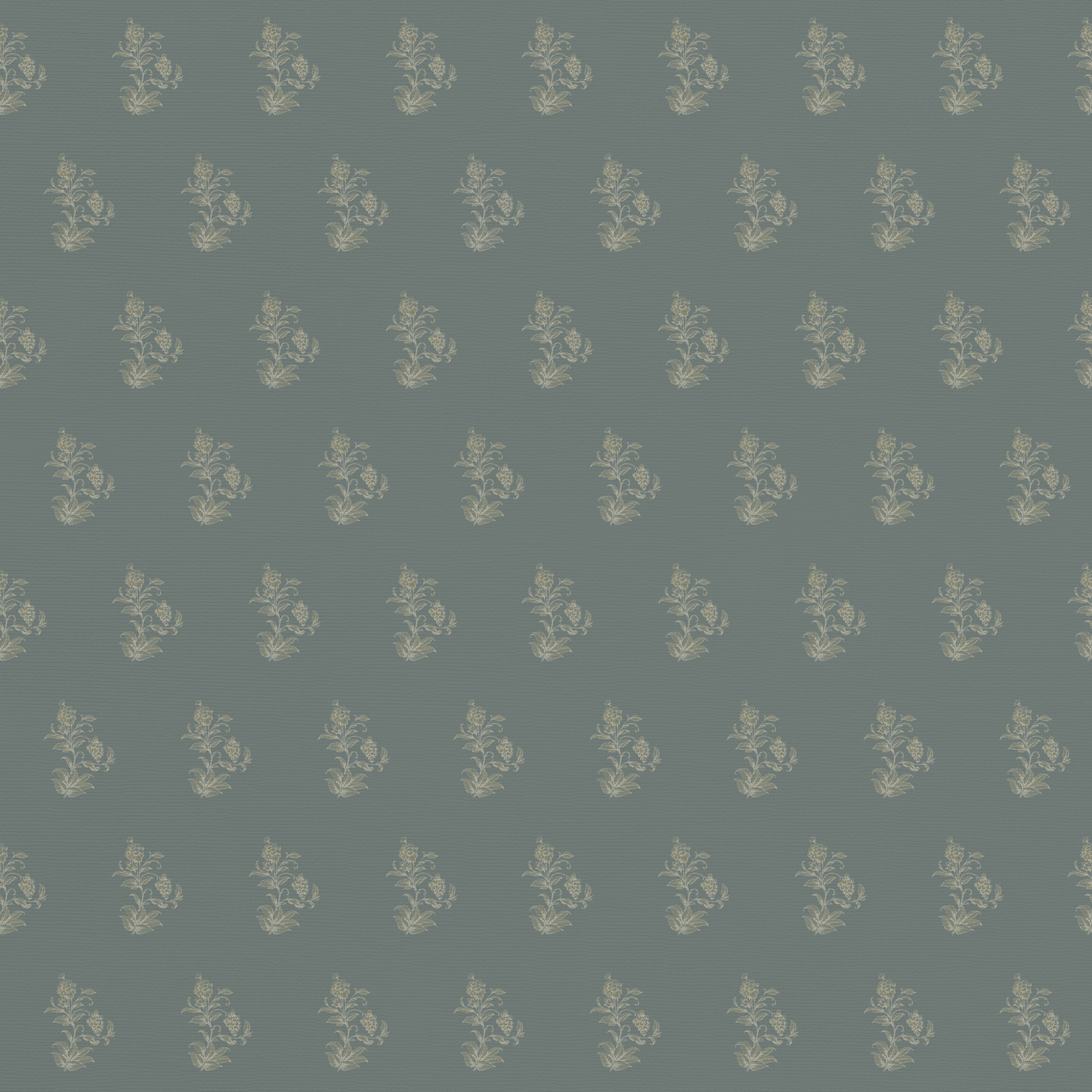 Cyrilla is a vintage botanical wallpaper with delicate repeating floral sprigs on a textured background