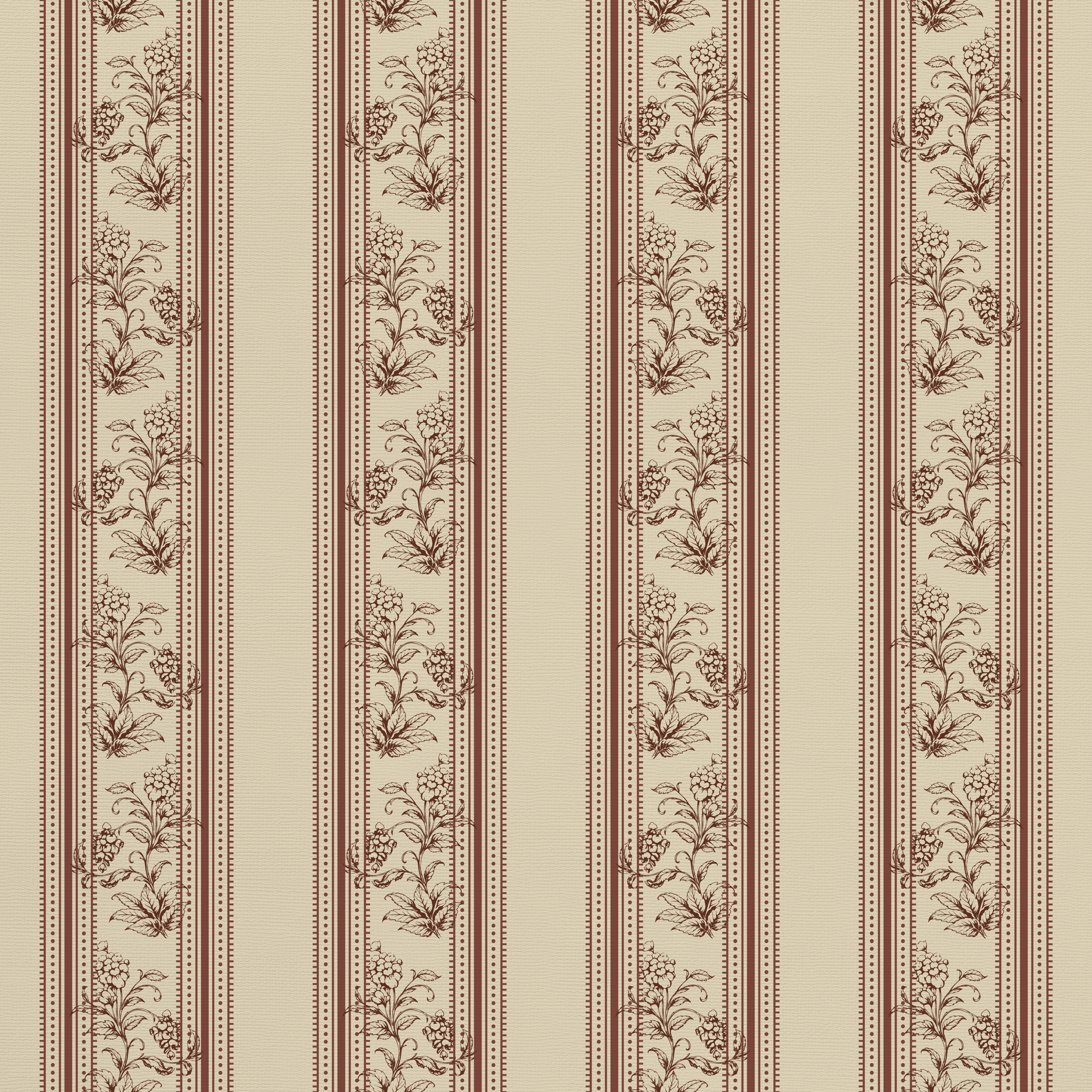 Mabel is a Traditional botanical stripe wallpaper with delicate floral sprigs and vertical bands