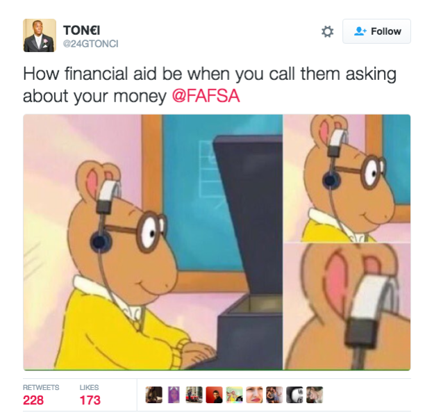 arthur meme. That financial aid!