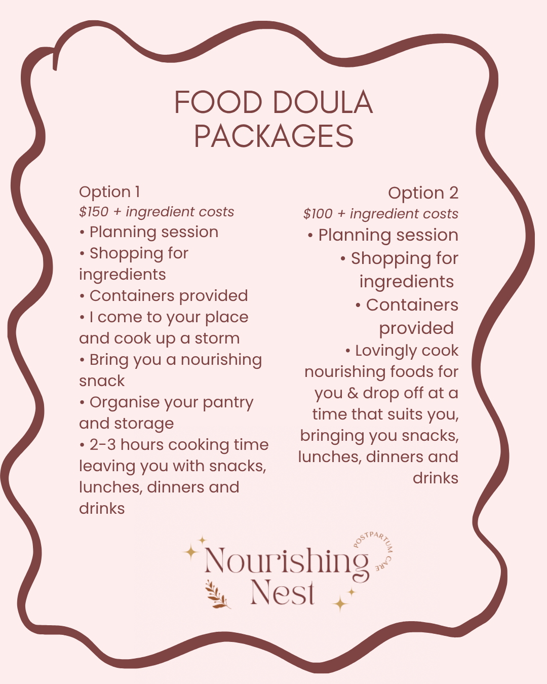 Food Doula Package -OPTION 2 DROP OFF