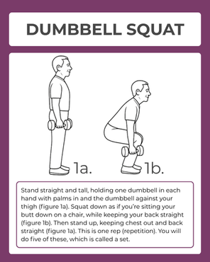 Senior doing dumbbell squat