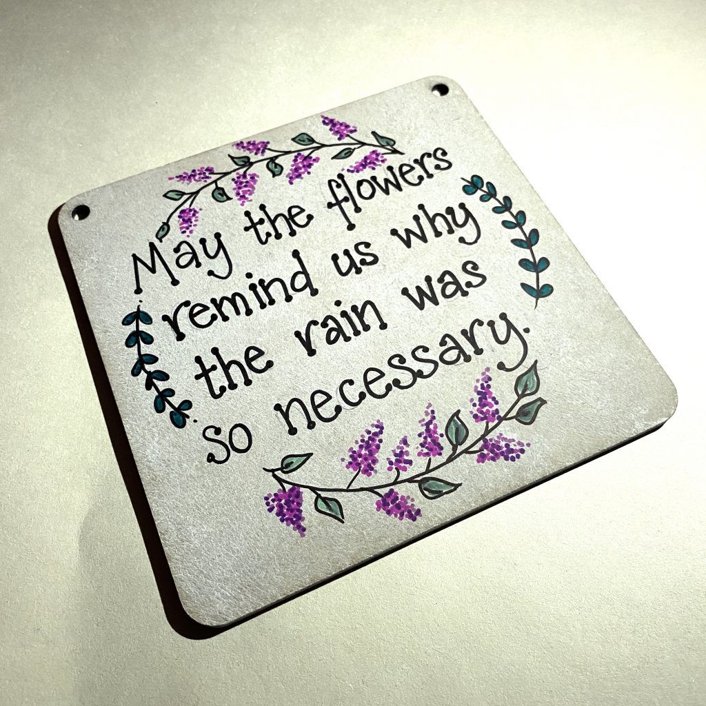 ‘Flowers’ 6″ Wooden Plaque