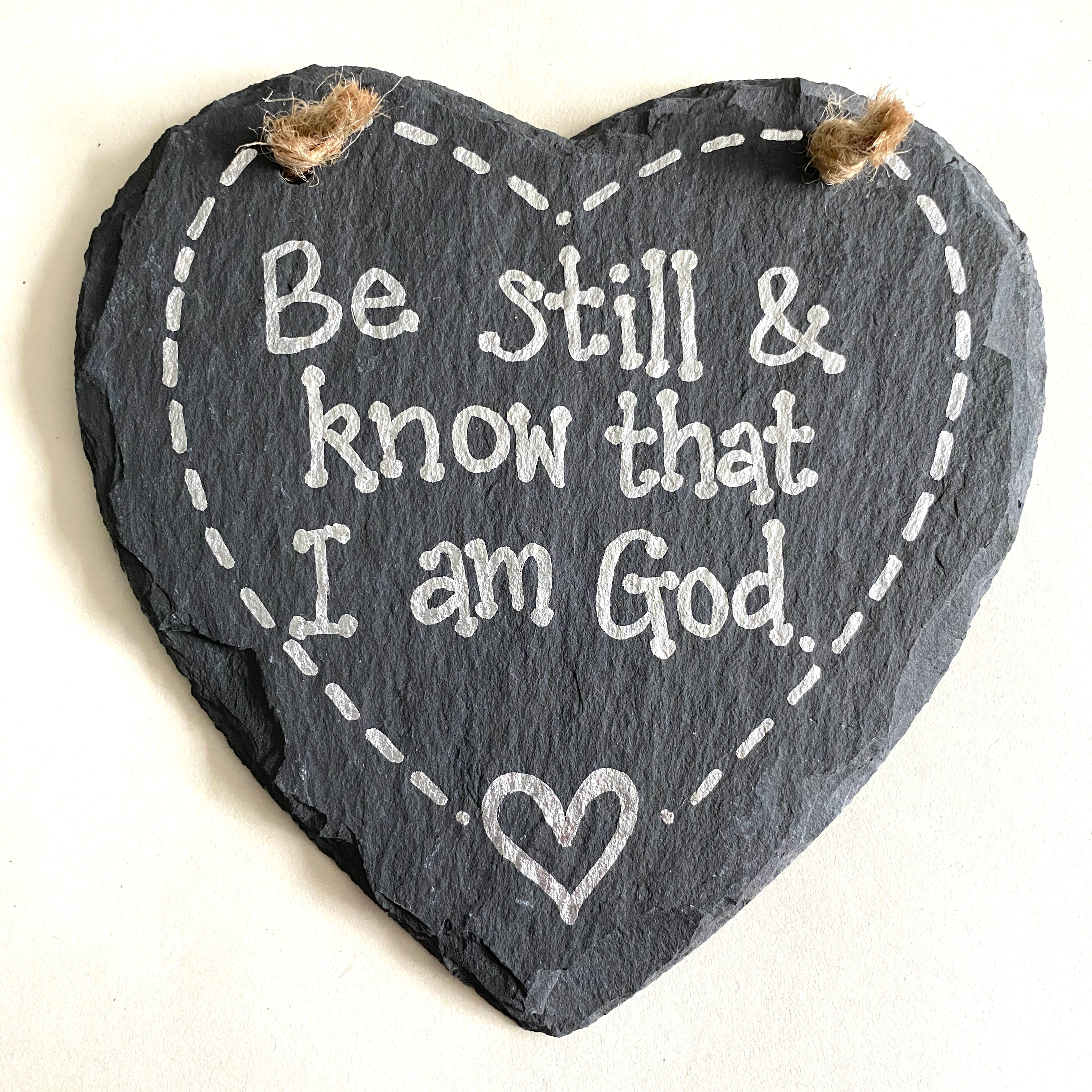 ‘Be Still’ Christian Slate Heart