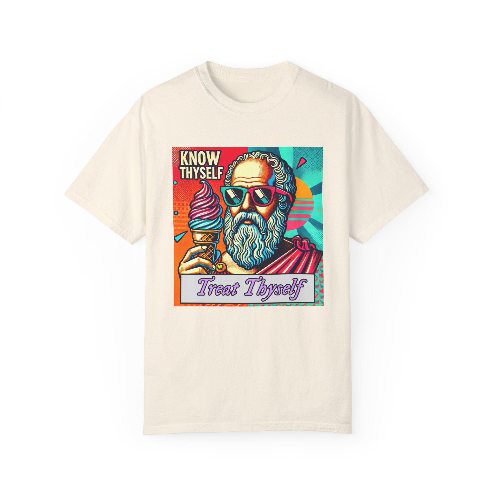 Funny Philosophy Tee - Know Thyself, Treat Thyself (Socrates)