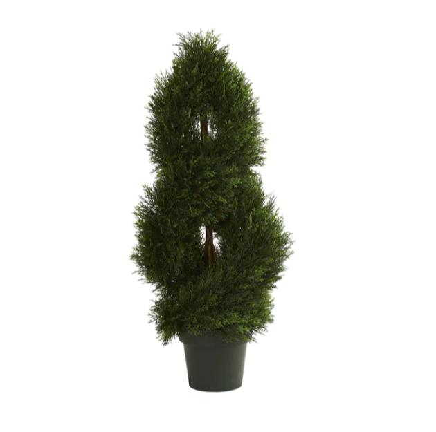 3' Double Pond Cypress Spiral Artificial Topiary Tree UV Resistant