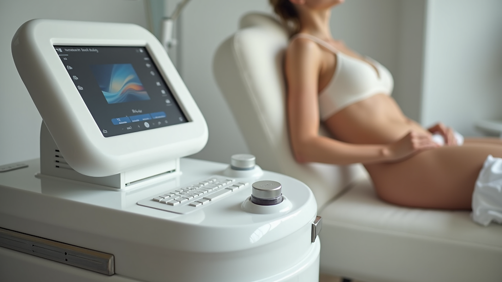 Close-up view of a body contouring machine in a modern wellness clinic