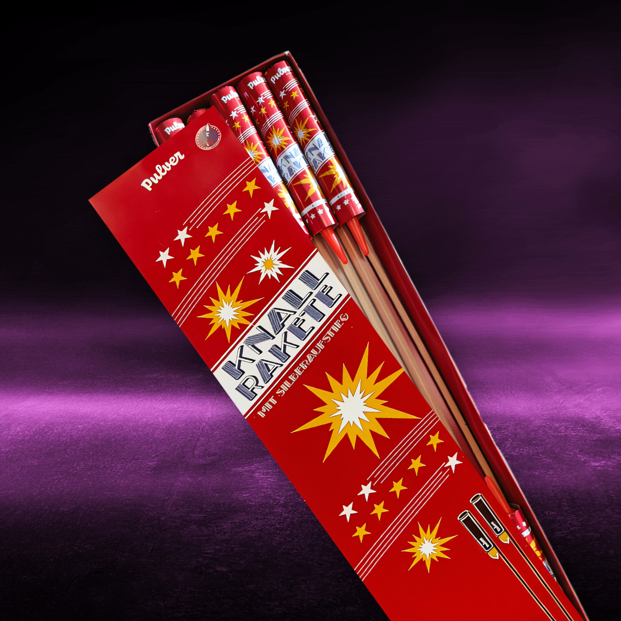 Knallraketen mit Silberaufstieg