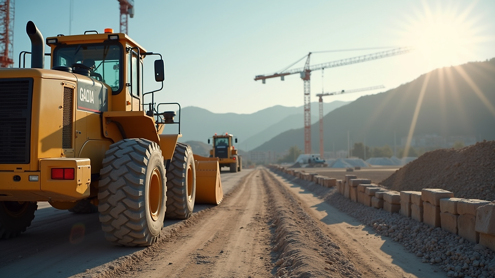 Vista de un sitio de construcción con maquinaria pesada