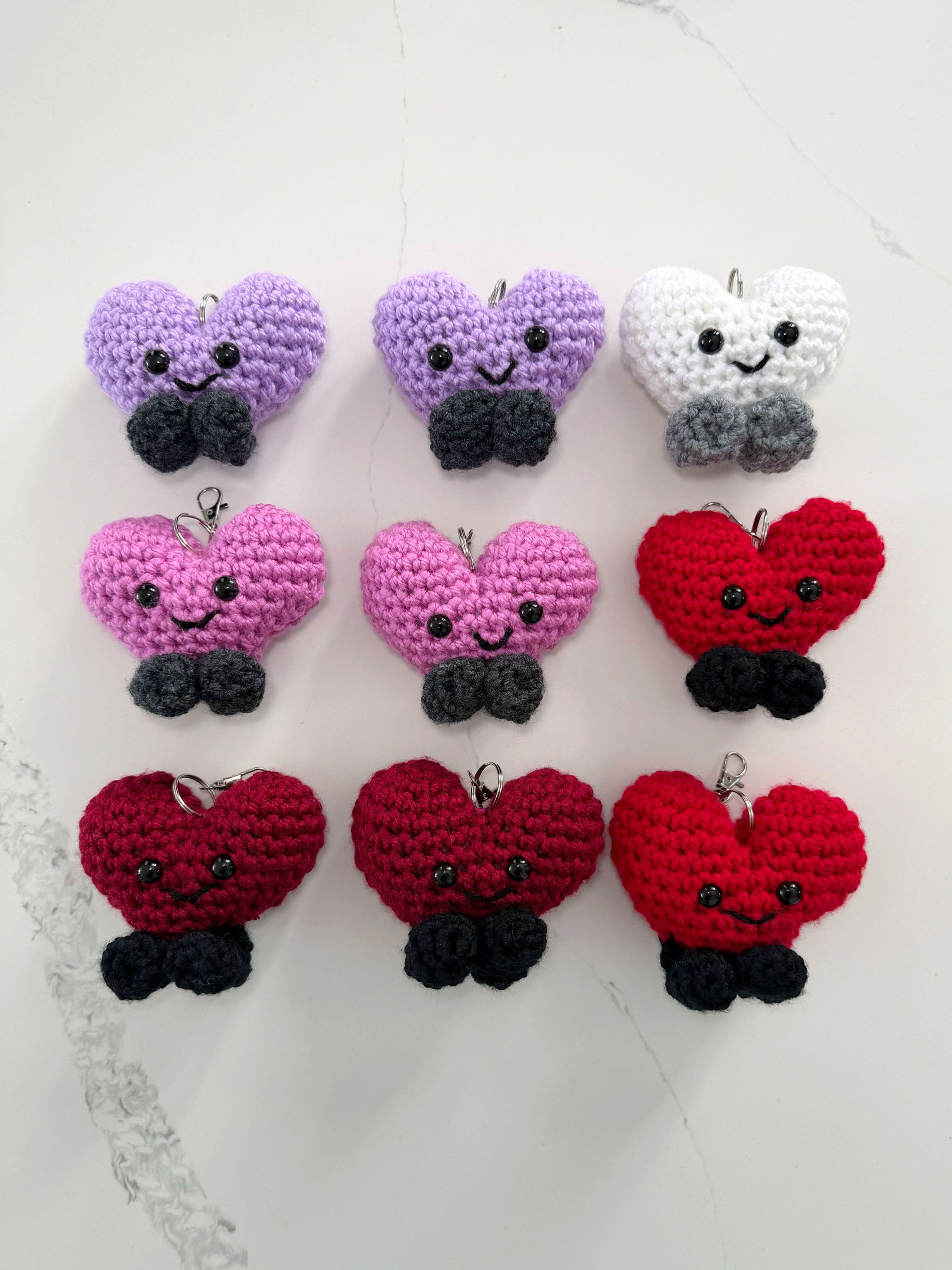 Valentines Crochet Heart Keychains