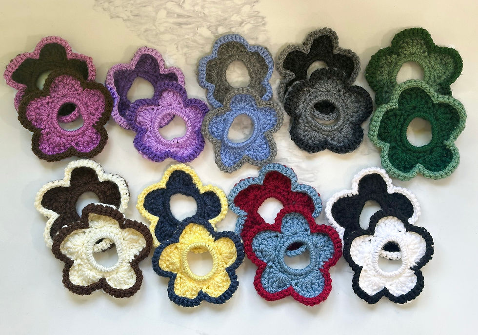 MADE TO ORDER: Crochet Flower Scrunchie (Pair of 2)