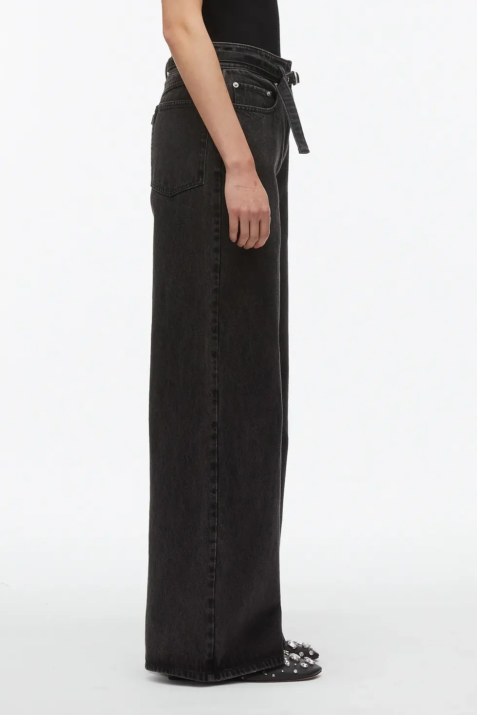 Thumbnail: Denim Wide Leg Belt Jeans