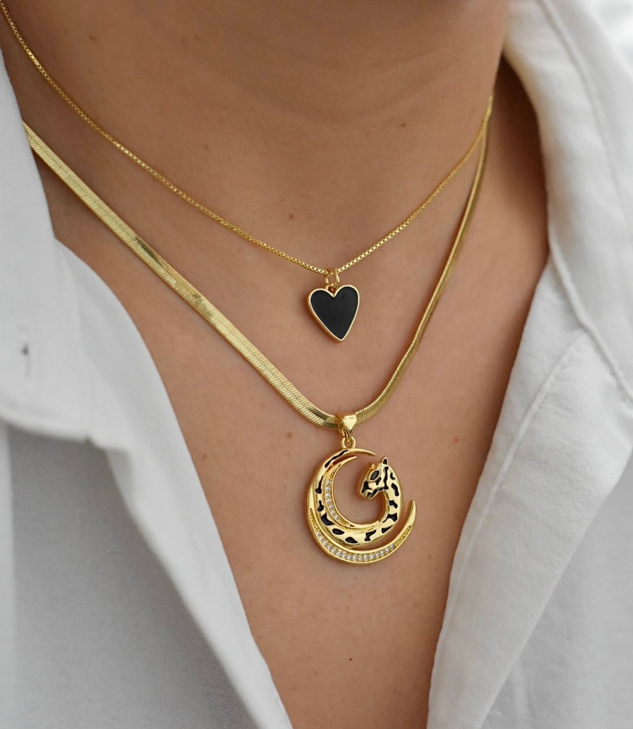 Black and Gold Heart Necklace