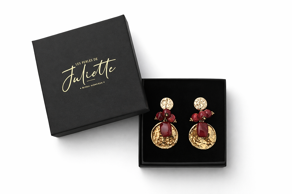 Miniature : Boucles d’oreilles Garance bordeaux 