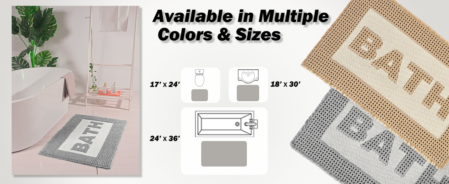Waffle Bath Mat (Text with Border) — lifestyle image