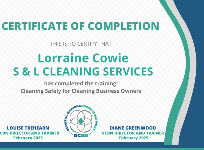 DCBN Certificate for Lorraine Cowie.