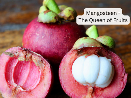 Round red fruit with white juicy flesh covered seeds inside and green top
