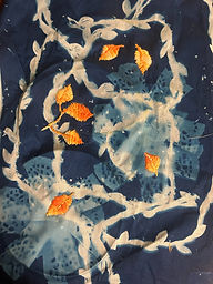 Leaves on the Water_Cyanotype w/ embroidery