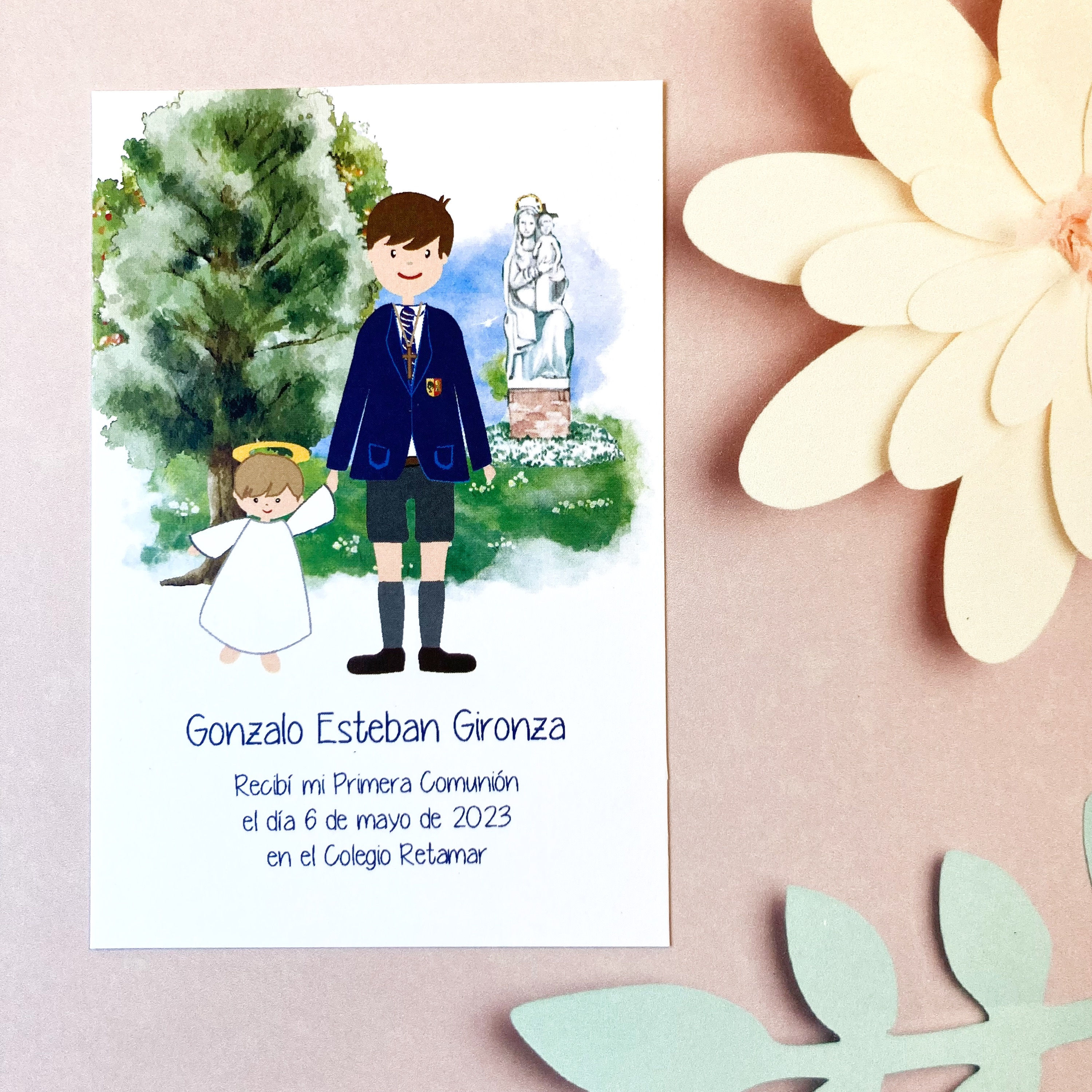 vista frontal del recordatorio de comunión del retamar