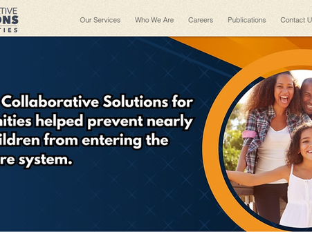 Homepage banner and navigation on Collaborative Solutions for Communities website.