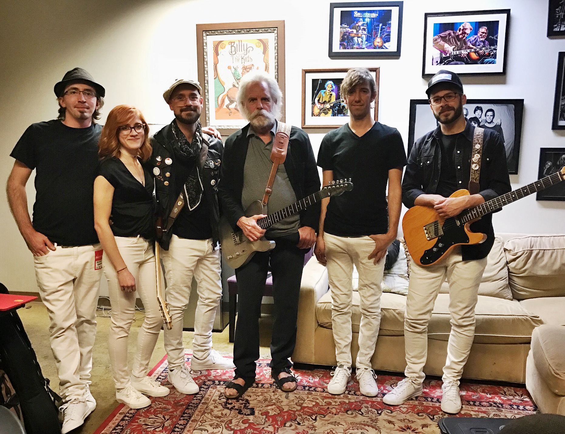 American Babies and Bob Weir. From Left: Mark Sosnoski, Raina Mullen, Tom Hamilton, Weir, Al Smith, Justin Mazer.