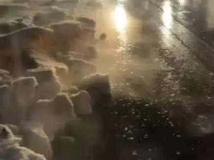 Vídeo mostra enorme camada de gelo na BR-040, em Ribeirão das Neves