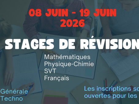 📢 STAGES DE RÉVISIONS INTENSIFS 