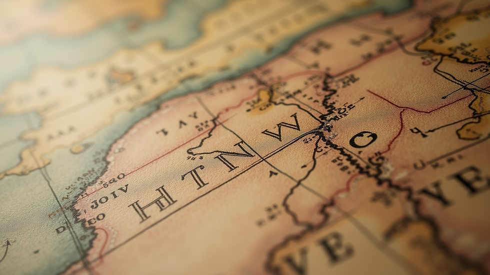 Close-up view of antique map corner showing detailed cartographic lines