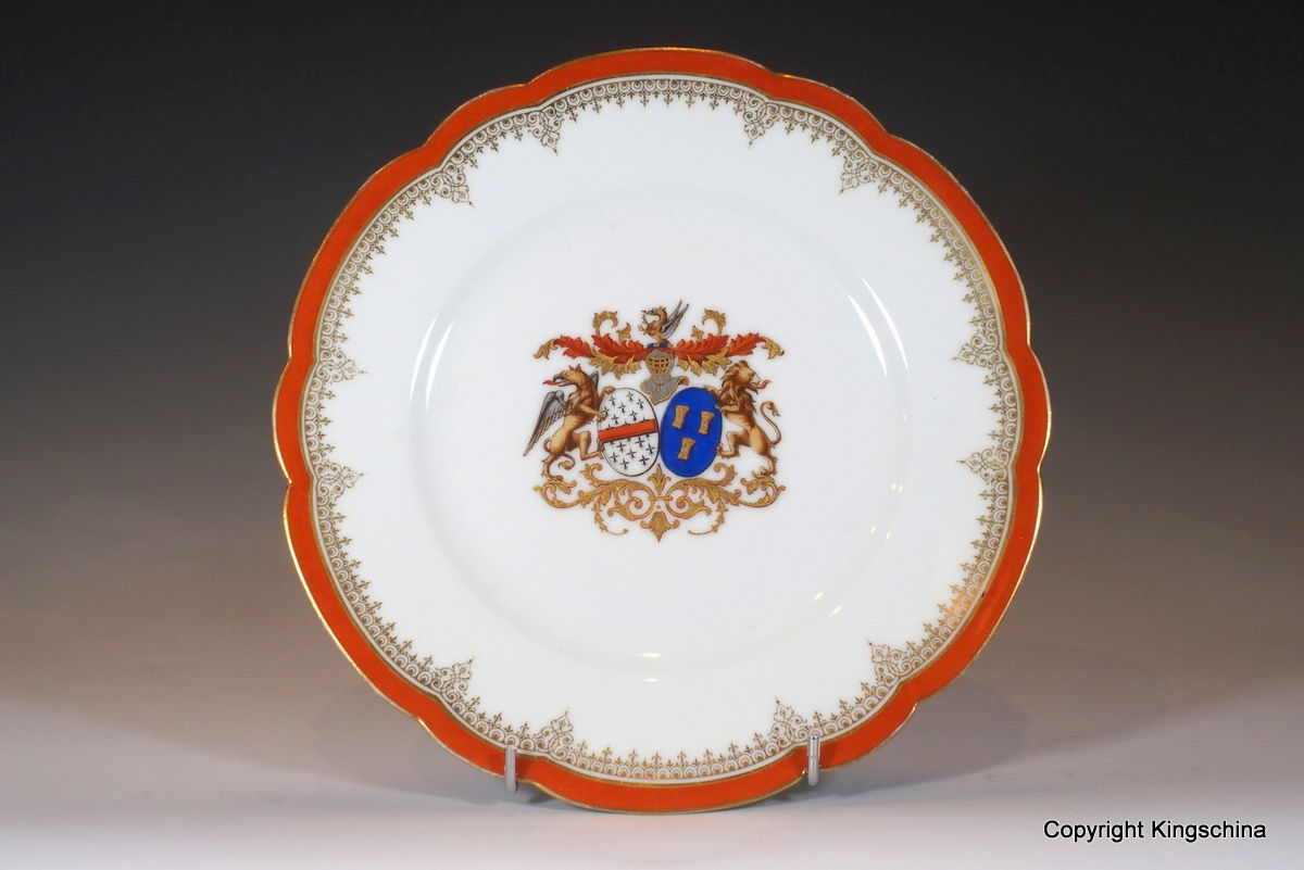 Paris Armorial Porcelain Plate DE THOUBVILLE MOULIN Coat Arms Cre