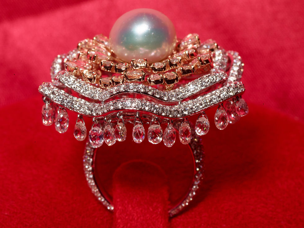 Oriental Pearl & Natural Diamond Briolette