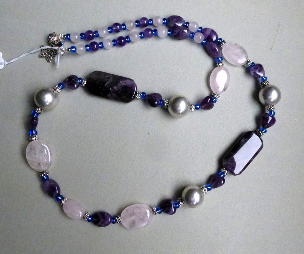 Collier Améthyste et Quartz Rose C.823