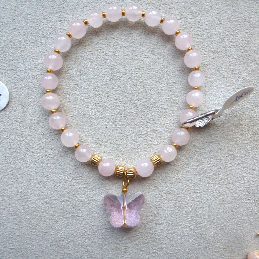 Bracelet Quartz Rose papillon B.133