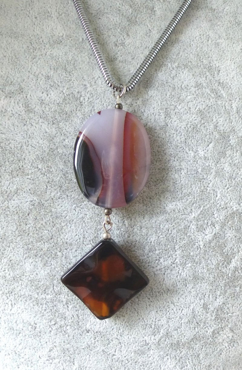 Miniature : Pendentif Onyx Marbré et Agate  P.239