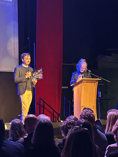 Jacob Hill accepting the Lived Experience Award