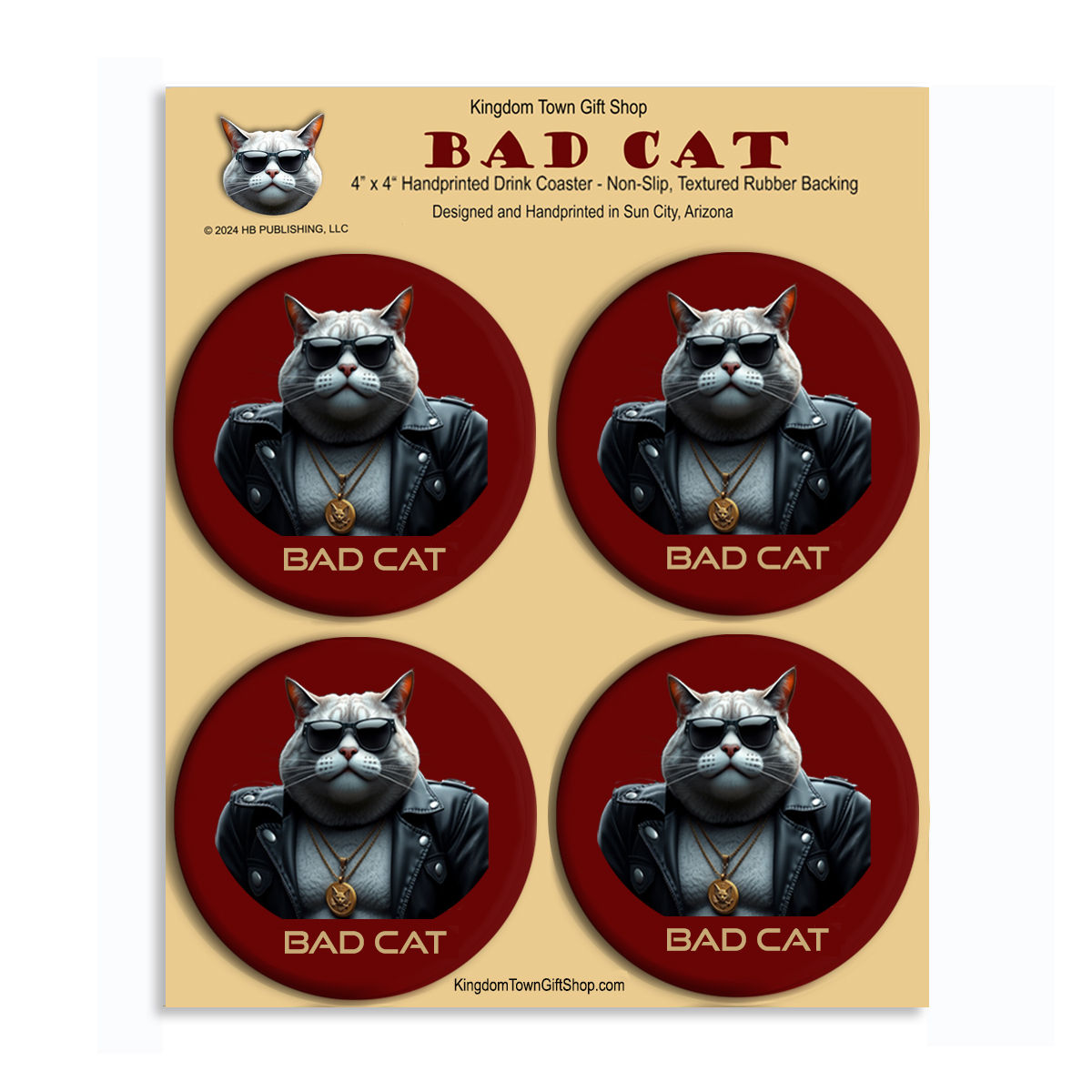 4 Pack Bad Cat Coaster Set