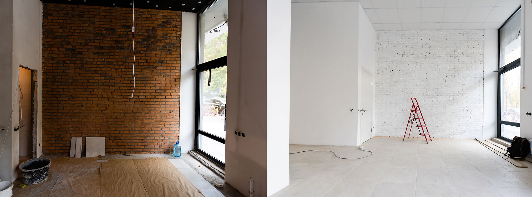 Innenraum während Renovierungs- und Montagearbeiten im Wohnbereich