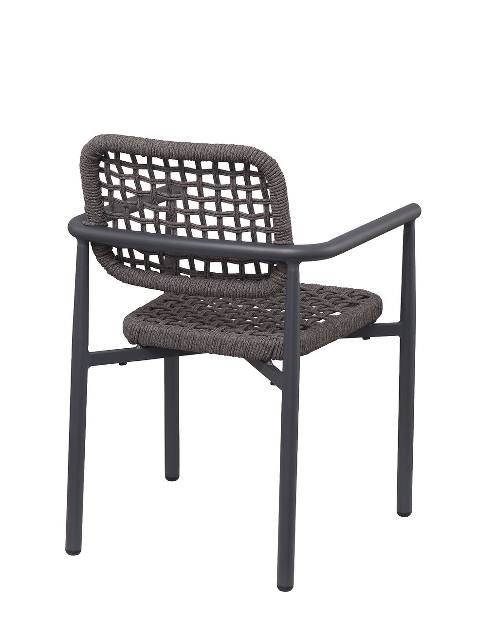 Miniature : Fauteuil de terrasse CHR Syracuse anthracite en aluminium et tressage effet corde
