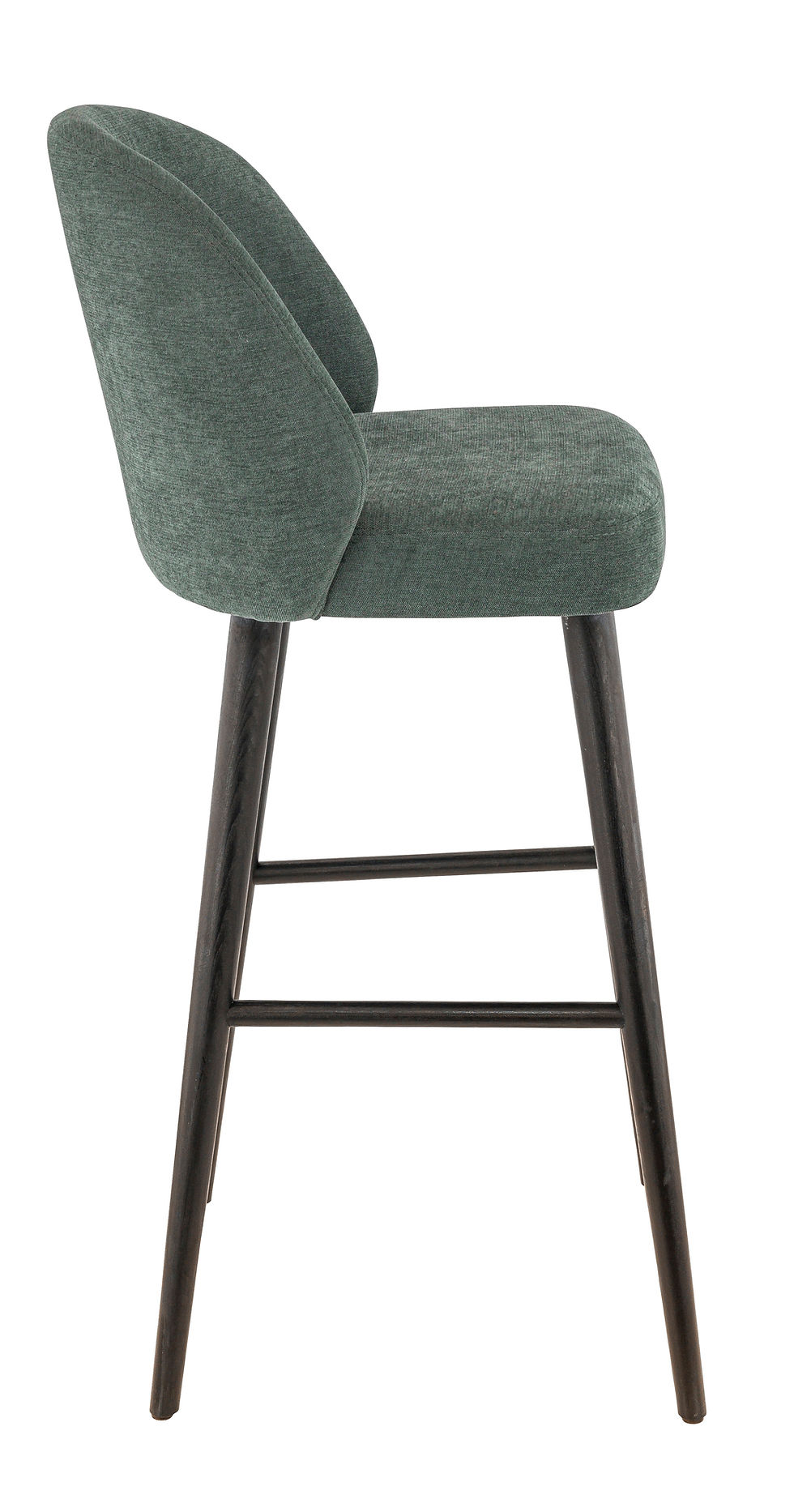 Miniature : Tabouret Tristan vert pour bar de restaurant – tabouret haut avec dossier, tissu premium et pieds métal