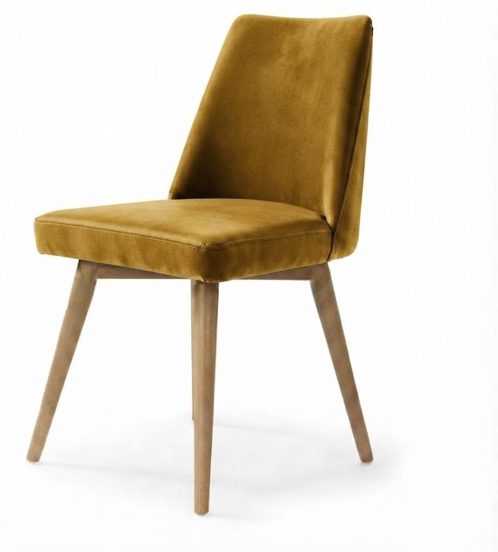 Miniature : Chaise Cordoue en velours casino - pied en bois laqué