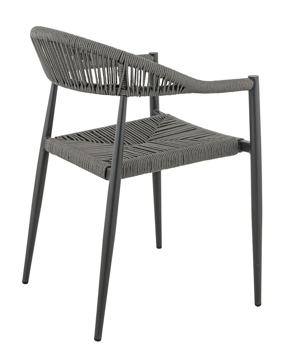 Miniature : Fauteuil Amsterdam anthracite extérieur – fauteuil CHR en corde tressée gris foncé et pieds aluminium noir