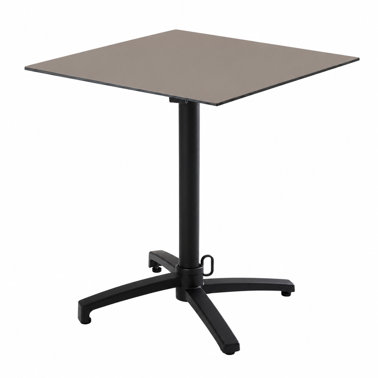 Table compact taupe, pied pliant alu noir