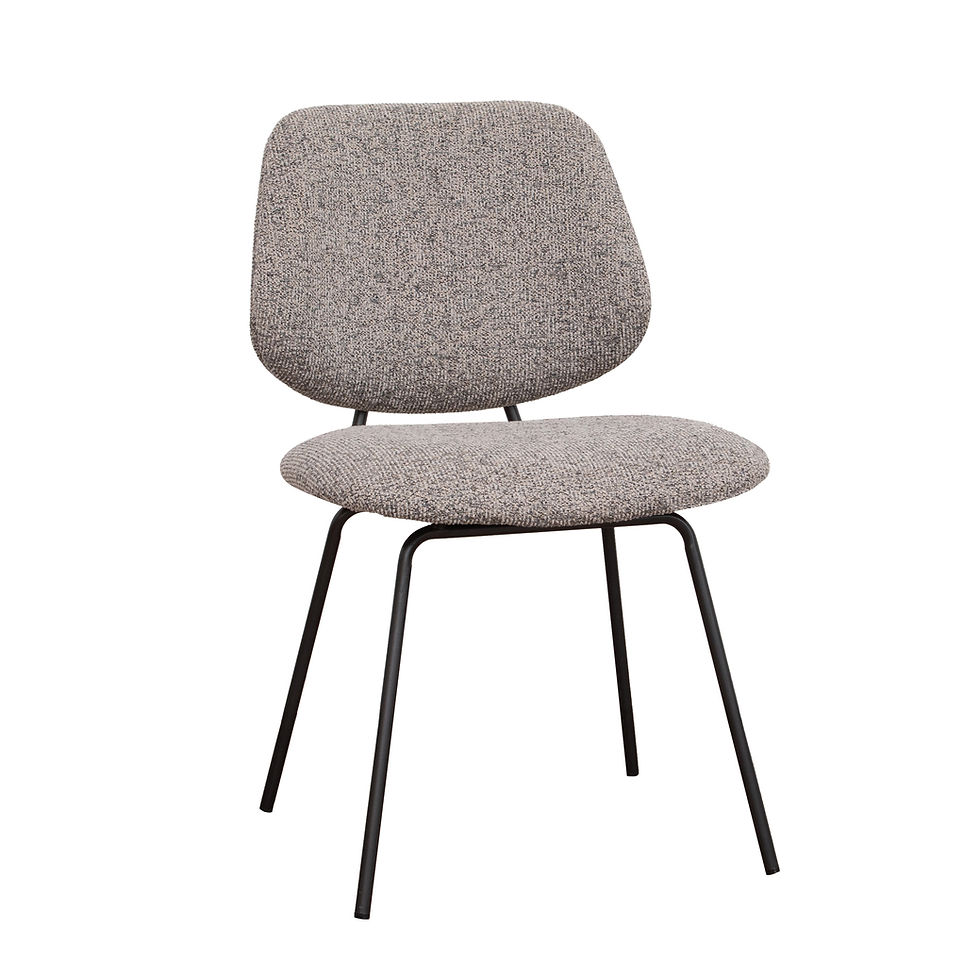 Chaise de restaurant professionnelle Franck bleu gris et greige en tissu technique avec piètement métal