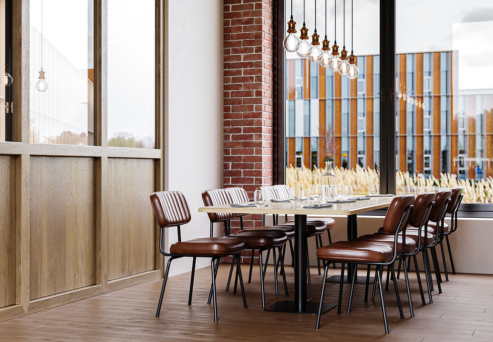 Miniature : Chaise Stanley simili cuir marron dossier matelassé pour restaurant, brasserie et bar industriel